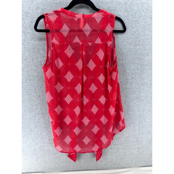 Xhilaration Juniors sz L (Women's M) Flowy Sheer Sleeveless Top July 4th Red - Picture 5 of 7